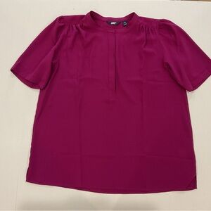 NWOT Lands End Magenta Short-Sleeve Blouse
